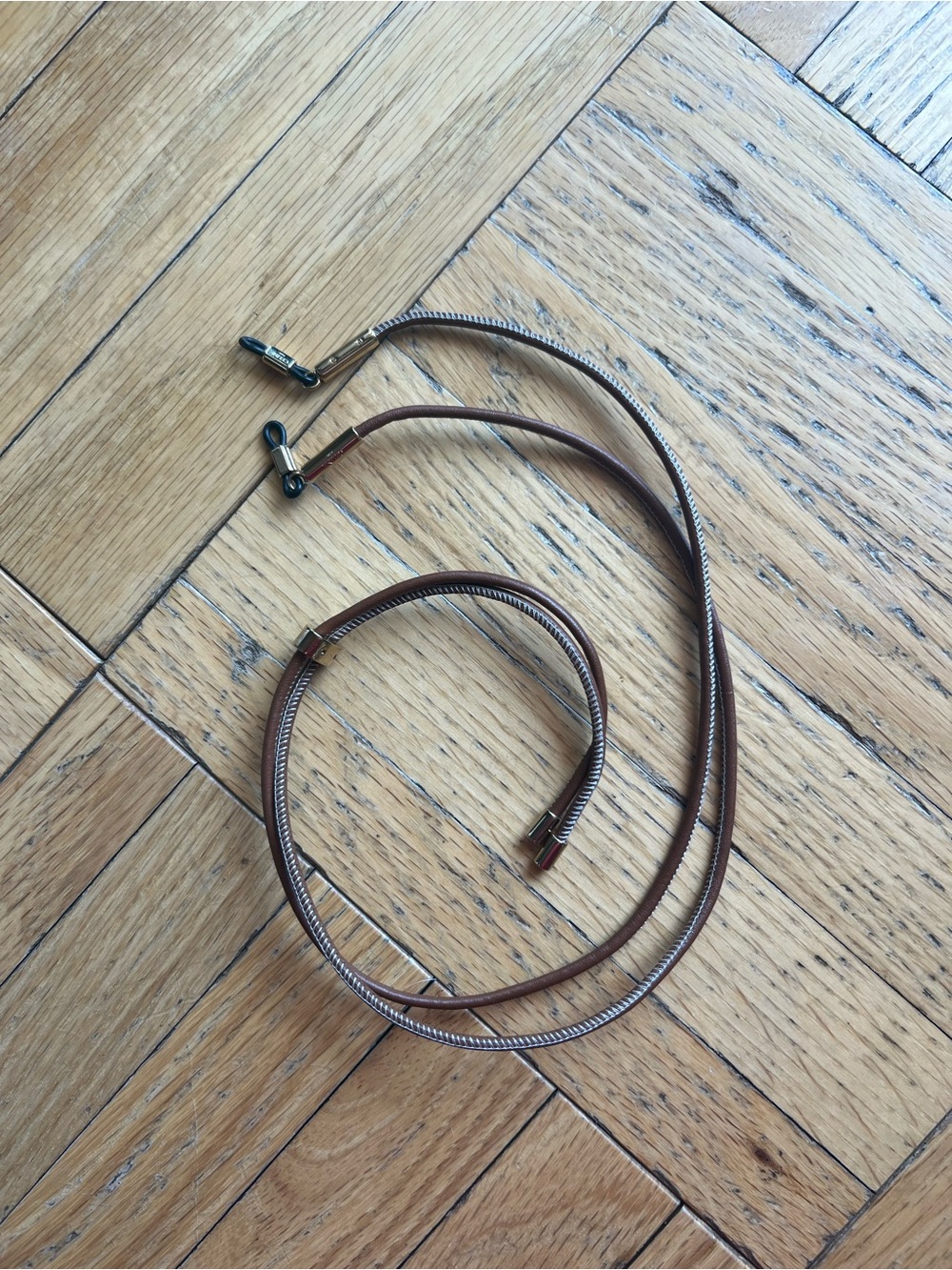 Celine Brown Leather Sunglass Strap with Gold Accents - Picture 4 of 4